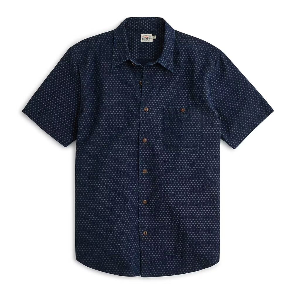 Faherty Coast Shirt Indio Fleck Short Sleeve Button Up Size Medium